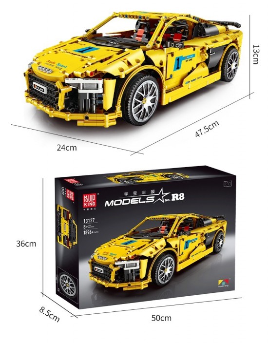 Mould king 13127  audi r8 geel 02